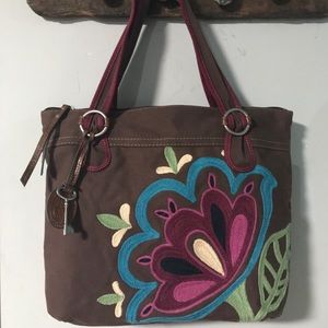 Large Fossil brown canvas tote reserved for Monica